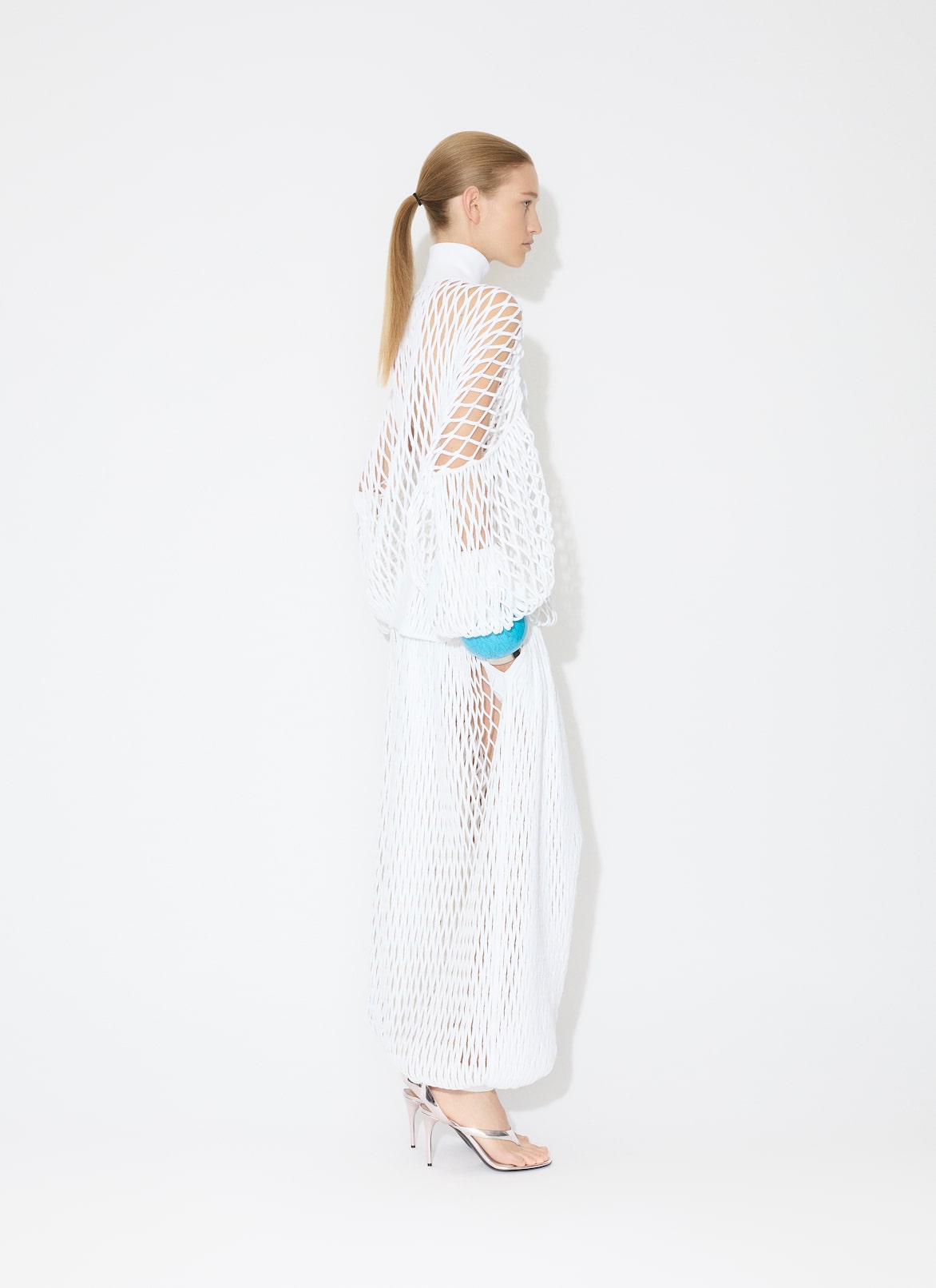 MACRAMÉ KNIT LOOSE JUMPER ALAÏA WHITE  MACRAMÉ KNIT LOOSE JUMPER